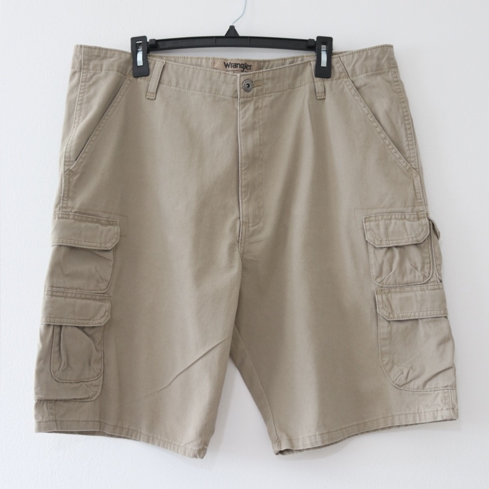 Wrangler Cargo Shorts Mens 38 Brown Relaxed Fit Outdoor Workwear Pockets Ripstop